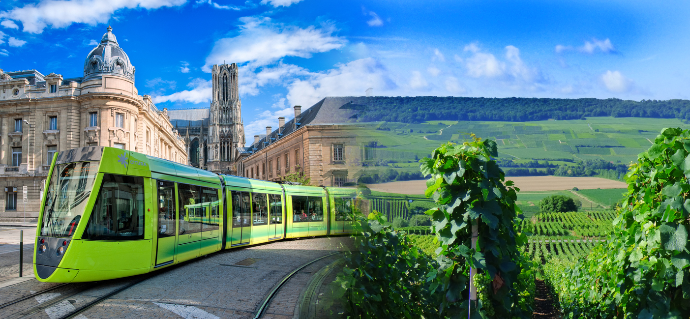 tram + vignes région de Reims